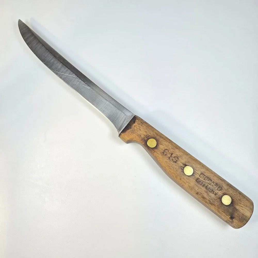 Vintage Chicago Cutlery 61S Knife Vintage Walnut Handle Brass Rivets USA L2